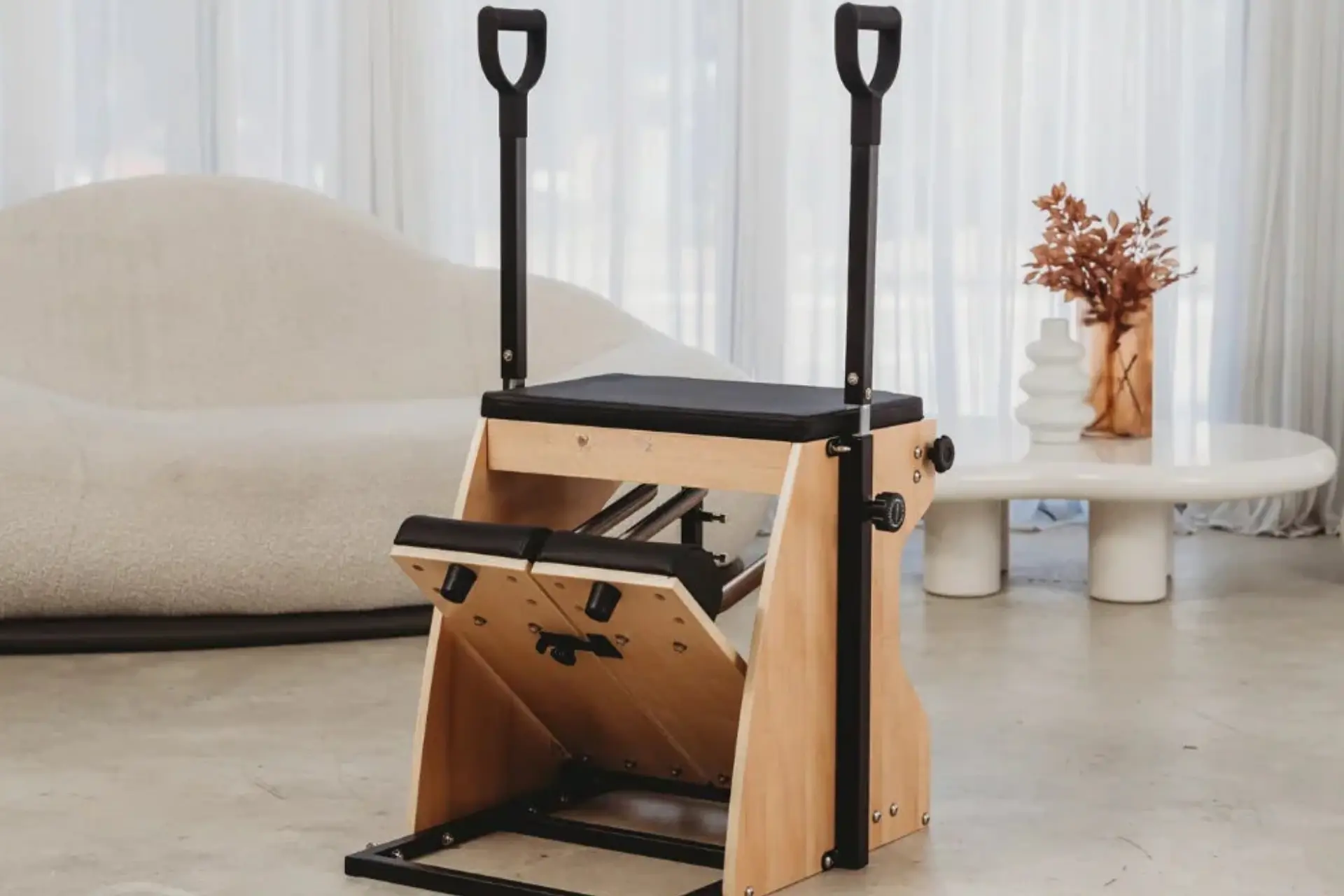 Chair Pilattes training session at Ellevate Pilates studio in Tripoli